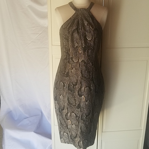 H&M Dresses & Skirts - H&M Snake Print dress Brown Size 8 Mid Knee length